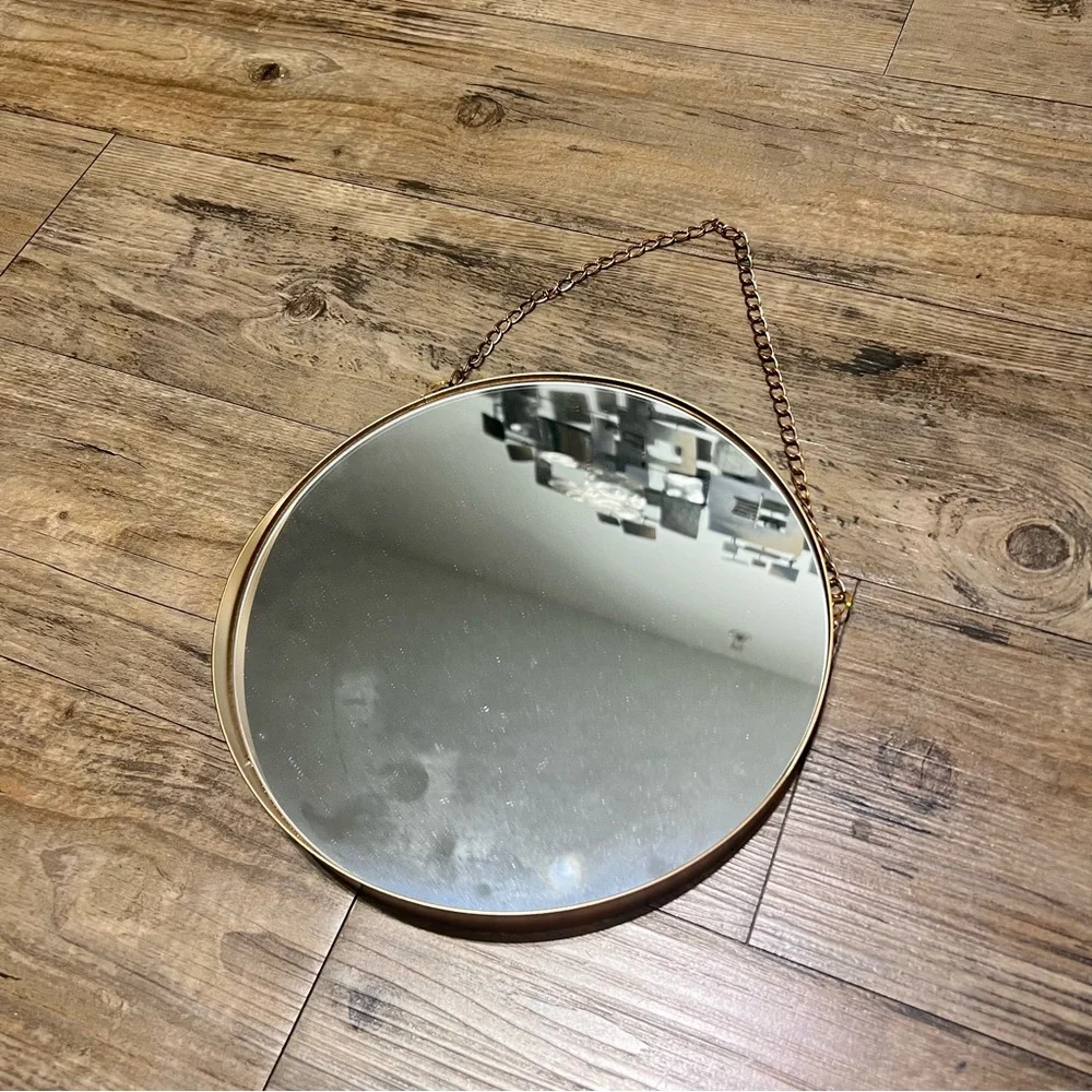 Nordic Round Gold Hanging Mirror Metal Frame Gold Decorative Wall Glass Decor